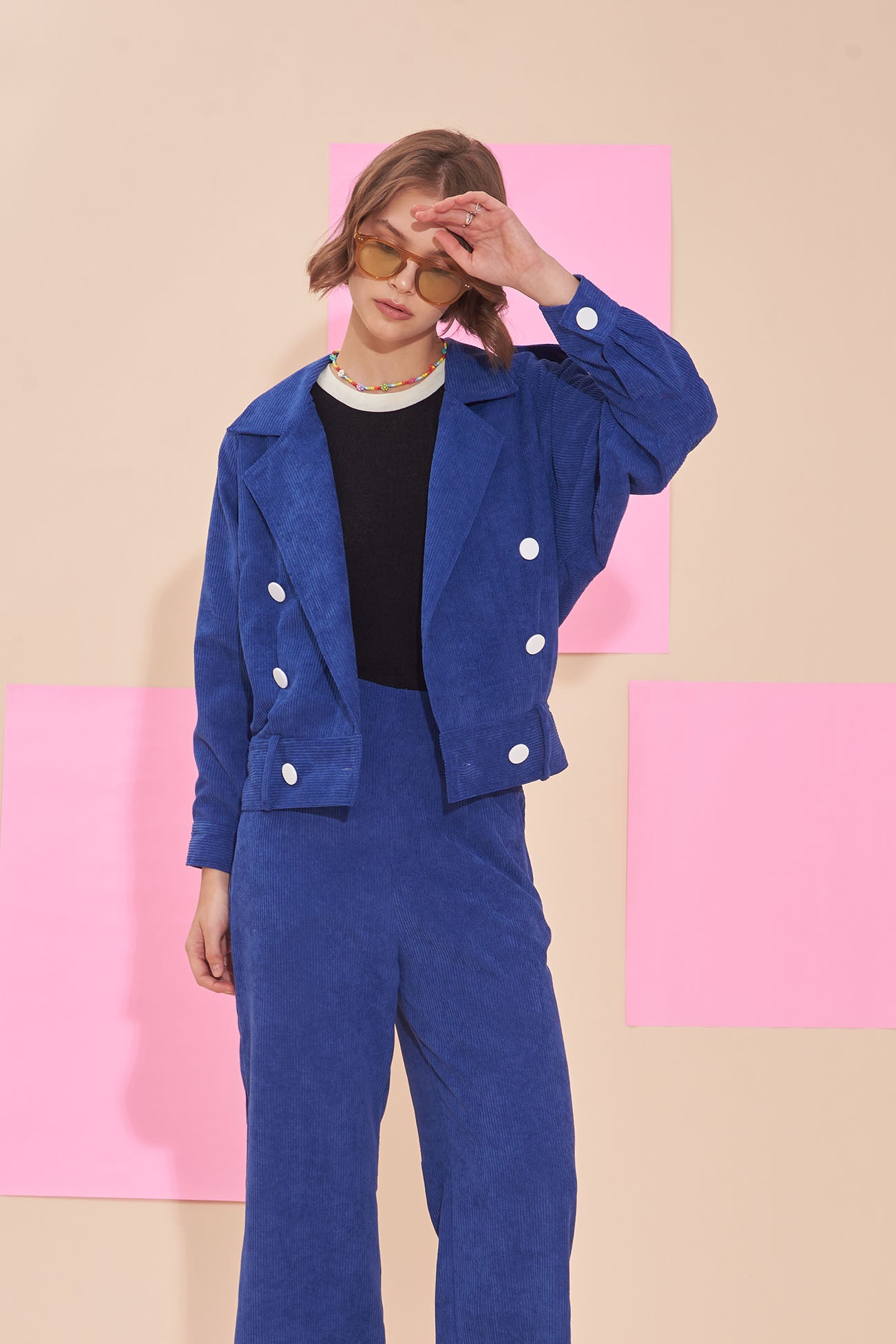 LIKE A JAGGER | Cobalt Blue Corduroy 80s Bomber Jacket