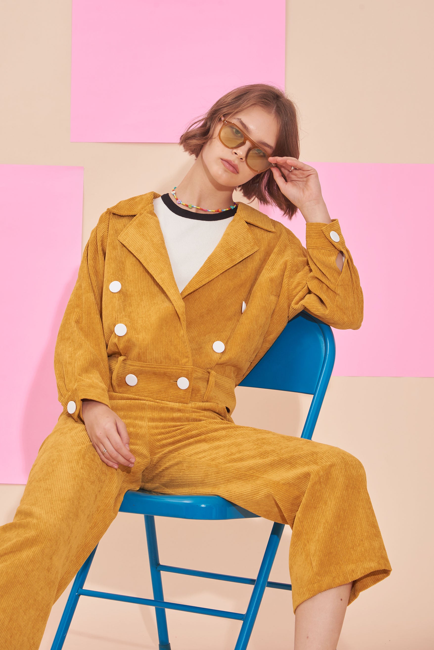 LIKE A JAGGER | Mustard Yellow Corduroy 80s Bomber Jacket