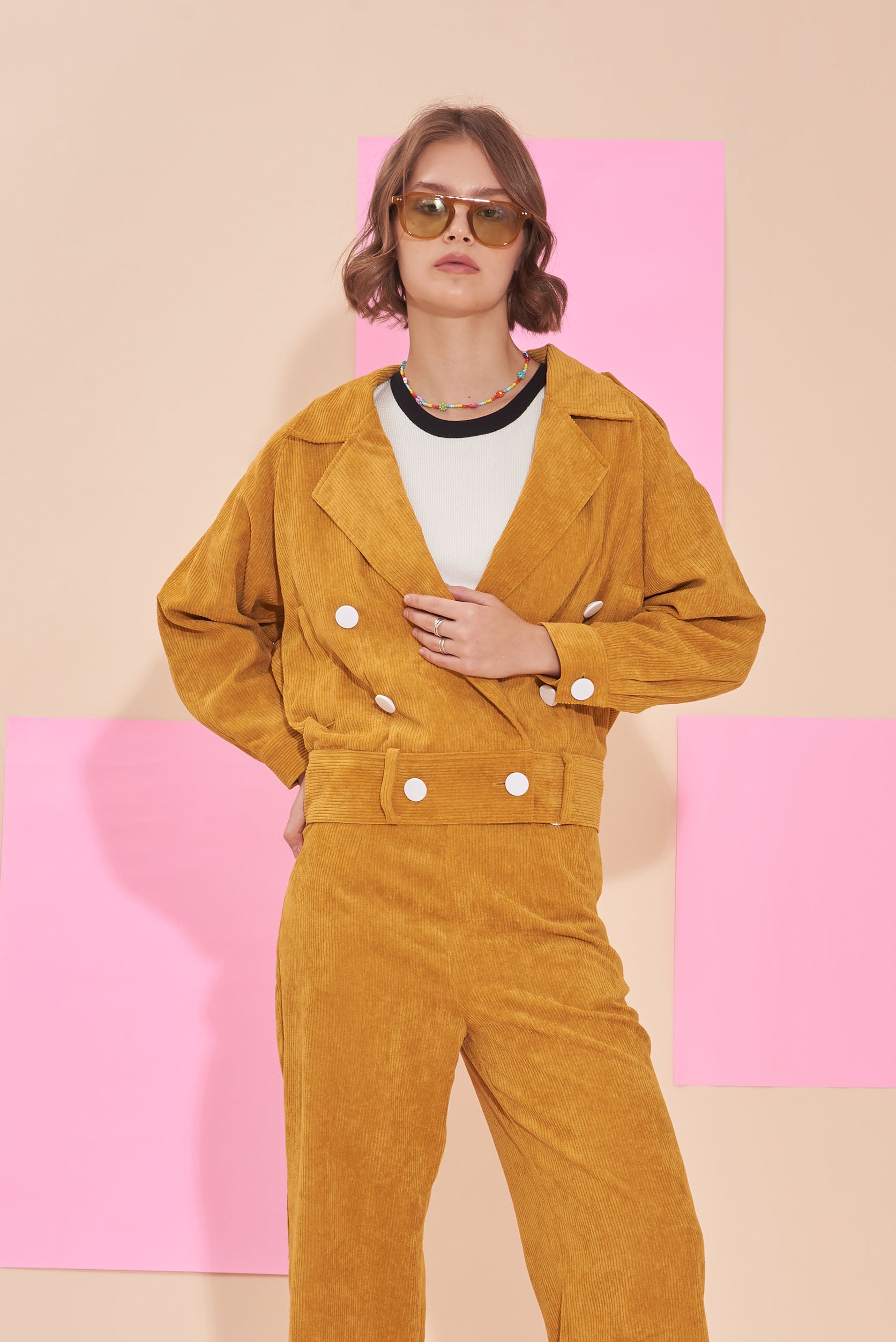 LIKE A JAGGER | Mustard Yellow Corduroy 80s Bomber Jacket