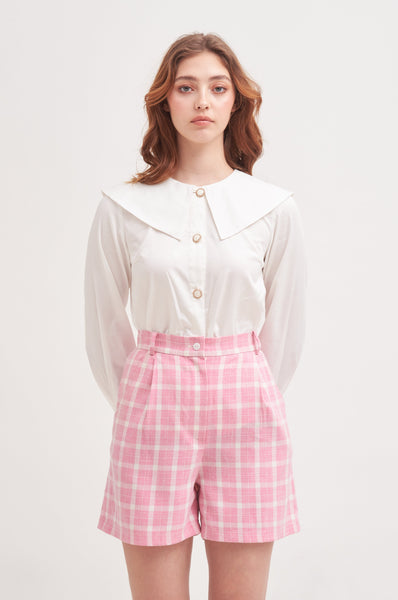 NEW FOUND FREEDOM | High Waist Tailored Shorts In Pink Plaids