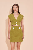 "SUNSHINE" High Waisted Mini A Line Skirt In Olive Corduroy