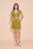 "SUNSHINE" High Waisted Mini A Line Skirt In Olive Corduroy