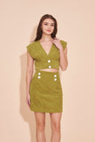 "SUNSHINE" High Waisted Mini A Line Skirt In Olive Corduroy