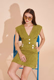 "SUNSHINE" High Waisted Mini A Line Skirt In Olive Corduroy