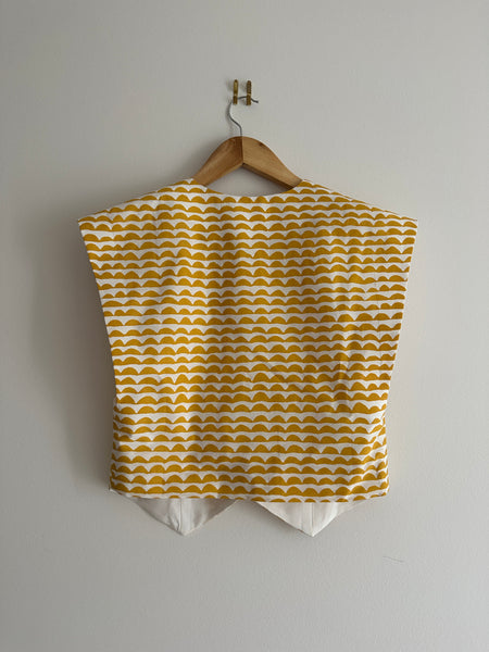 Penny Arcade Scallop Stripes Geo Print Vest Top In Mustard Yellow
