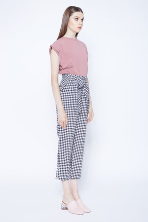 High Waisted Pleat Front Pants In Gingham