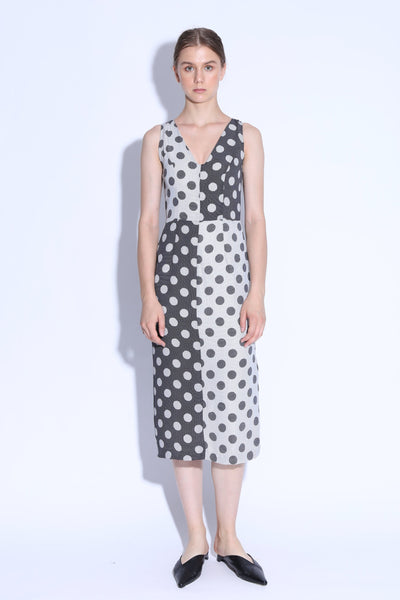 ONE WAY OR ANOTHER | Colour Block Polka Dot Midi Dress With Side Slit
