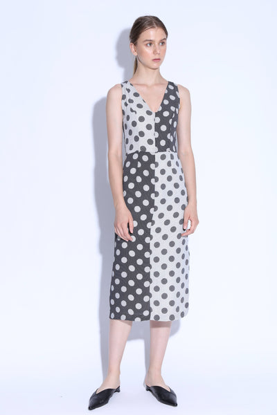 ONE WAY OR ANOTHER | Colour Block Polka Dot Midi Dress With Side Slit