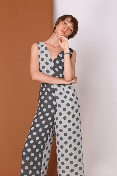 ONE WAY OR ANOTHER | Colour Block Polka Dot Jumpsuits