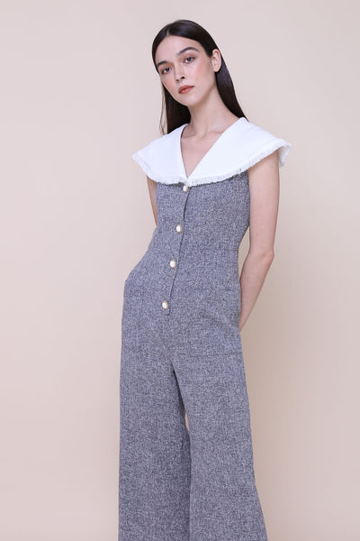 VIRGIN MARY | Tweed Jumpsuits With Frayed Cape Collar And Vintage Buttons