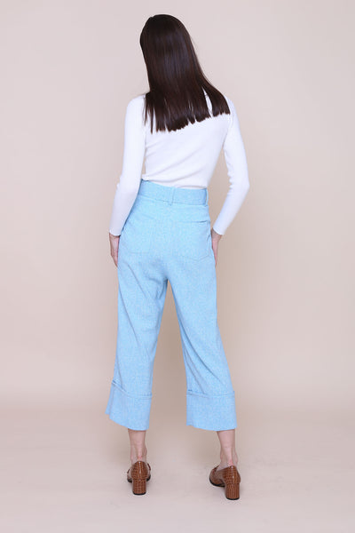 THINK OUTSIDE THE BOX | High Waisted Culottes In Blue Tweed With Belt ...
