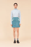 "CLOUD" High Waisted Mini A Line Skirt In Blue Corduroy With Colour Block Contrast Pocket