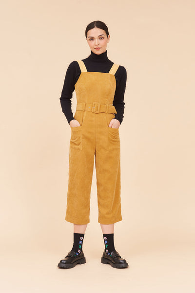 "SUNSHINE" Corduroy Pinafore Jumpsuits in Mustard